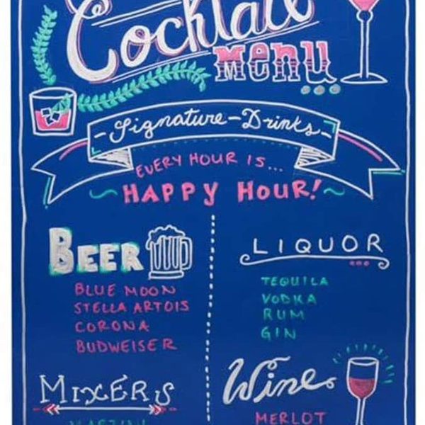 hand-written cocktail menu glam photo