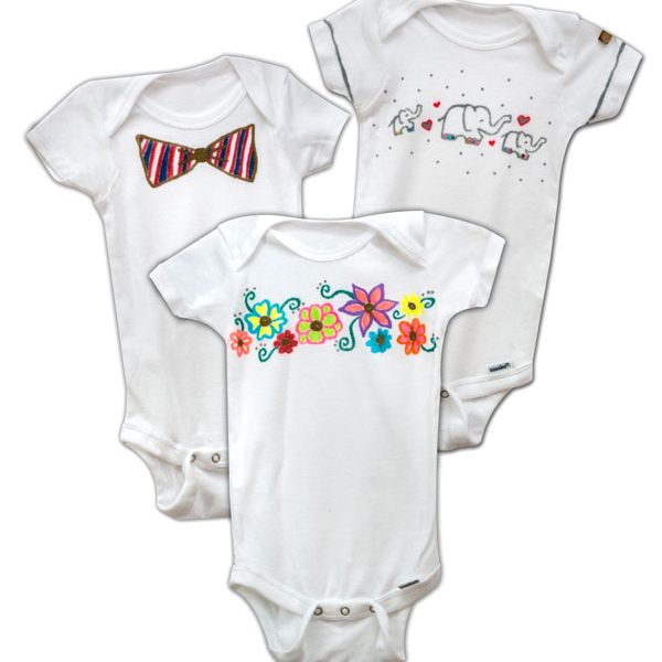 white baby onesies with marker designs glam photo